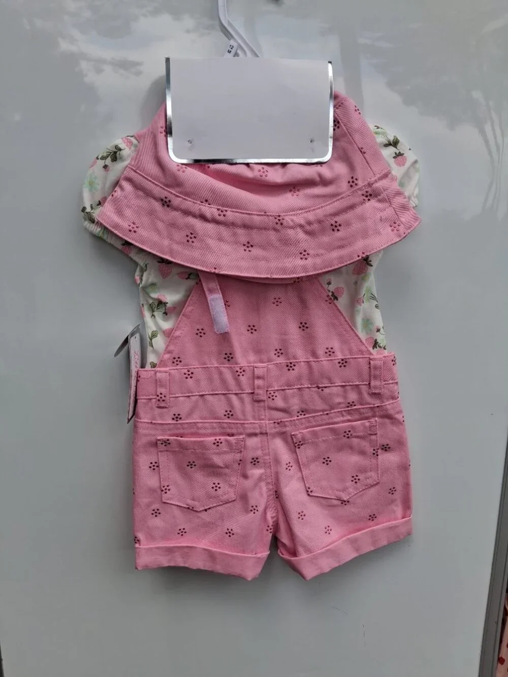 Little Lass 2-Piece Shortalls & Strawberry Top Set